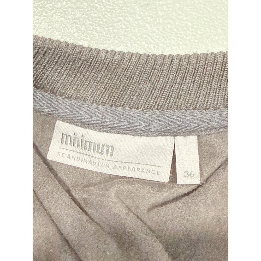 Minimum Dorte Sweat Womens 36 (S) Scandinavian Minimalist Faux Suede Avant Garde - Picture 5 of 11